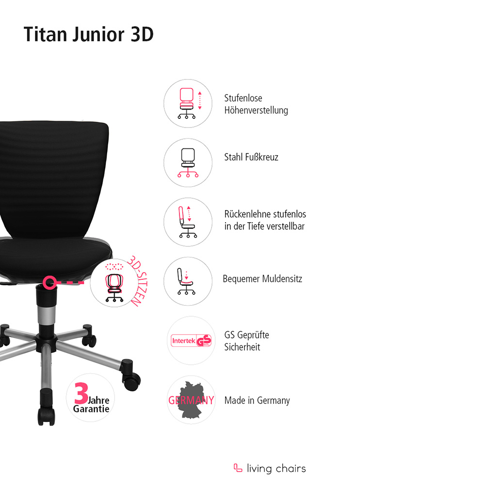 Kinderdrehstuhl Topstar Titan Junior 3D orange