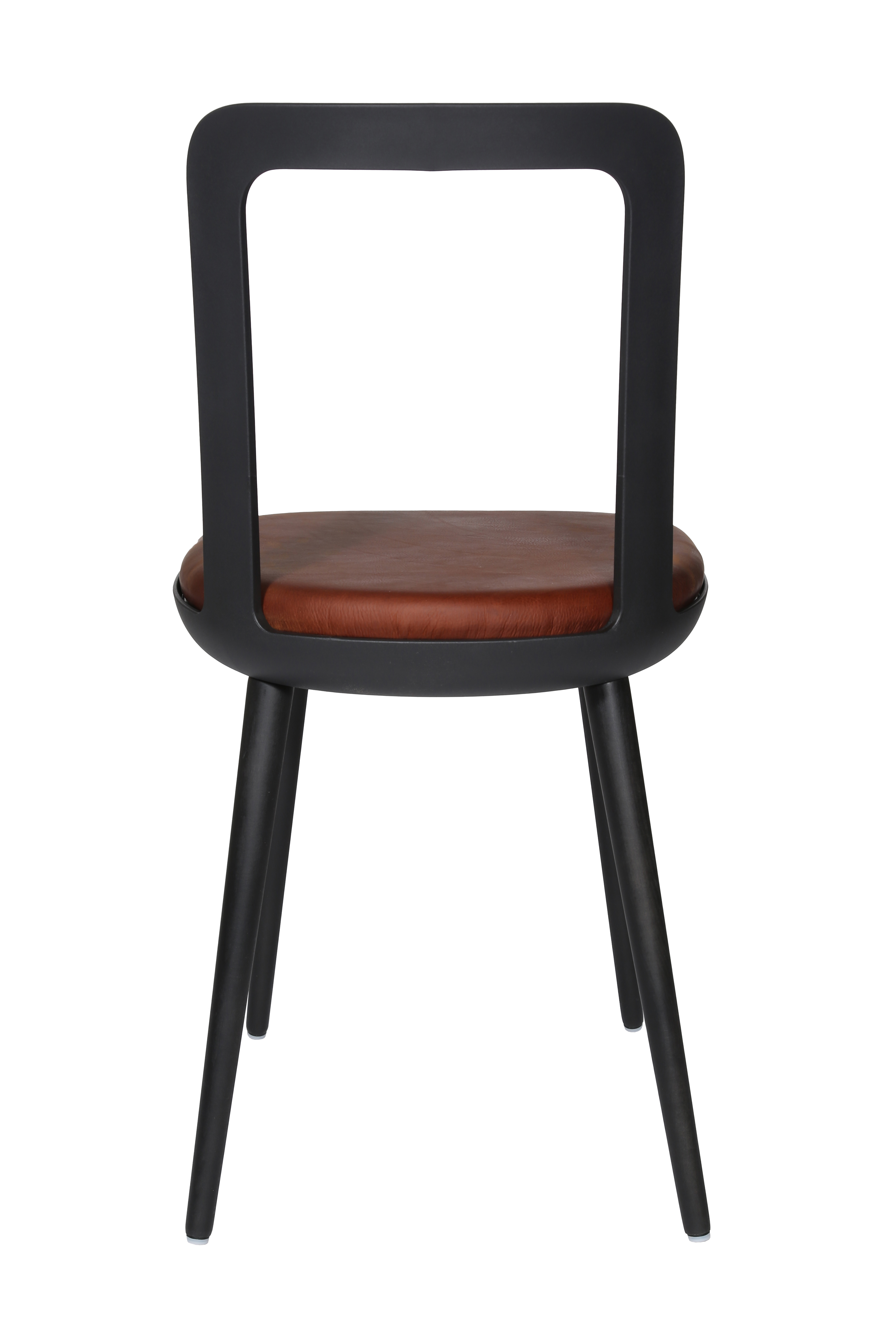 Esszimmerstuhl Wagner W-2020 Chair charcoal black - cognac (Leder)