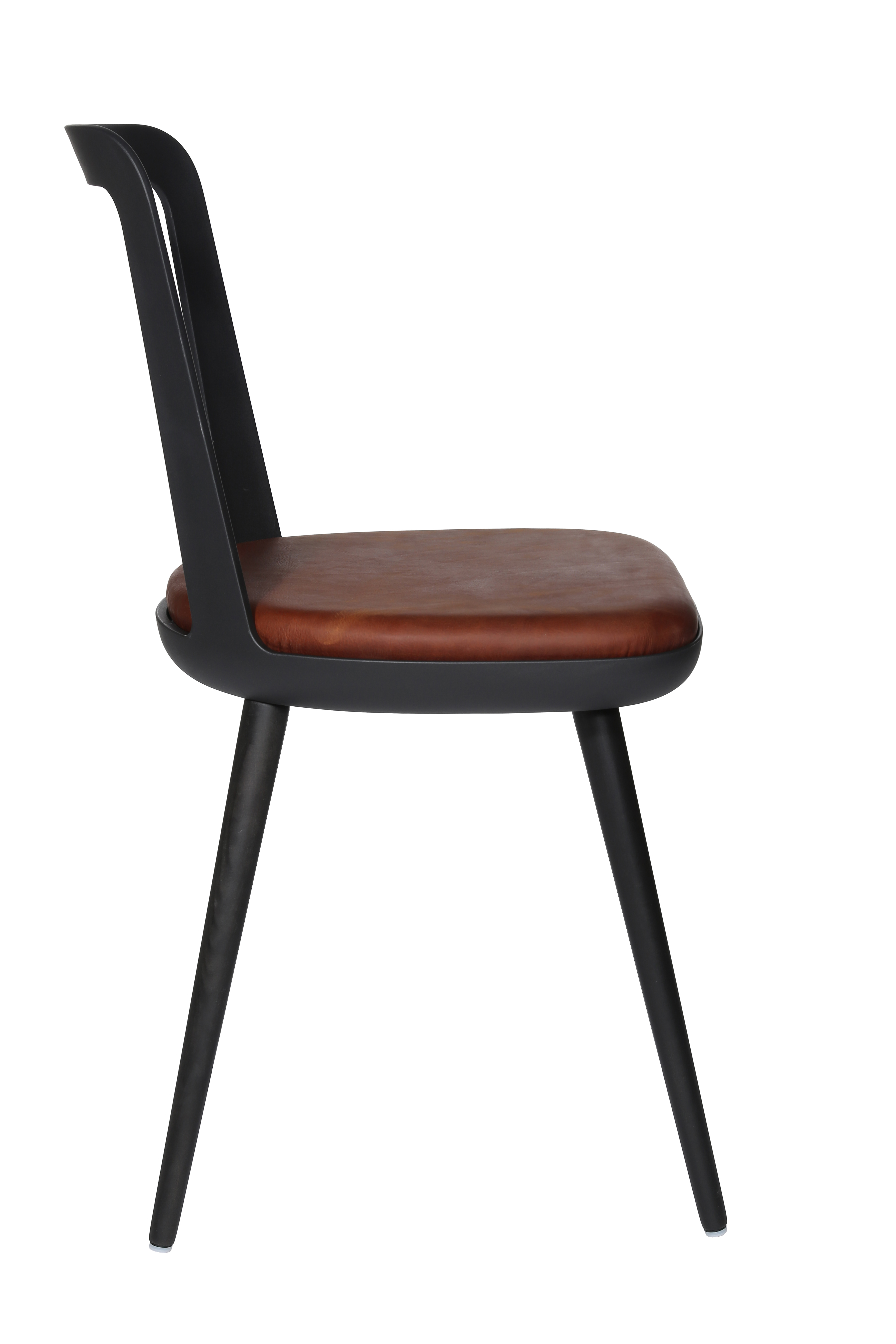 Esszimmerstuhl Wagner W-2020 Chair charcoal black - cognac (Leder)