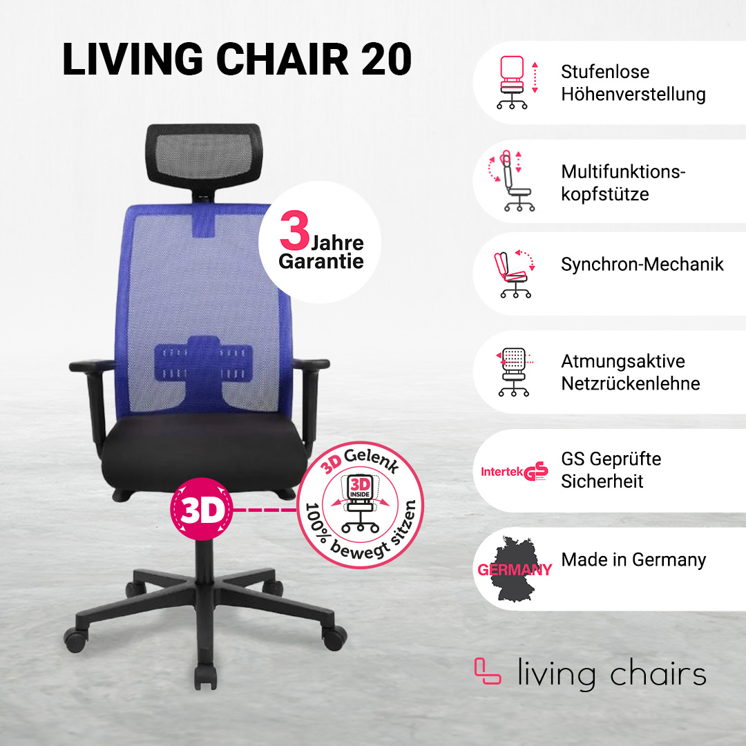 Bürostuhl Living Chair 20 blau