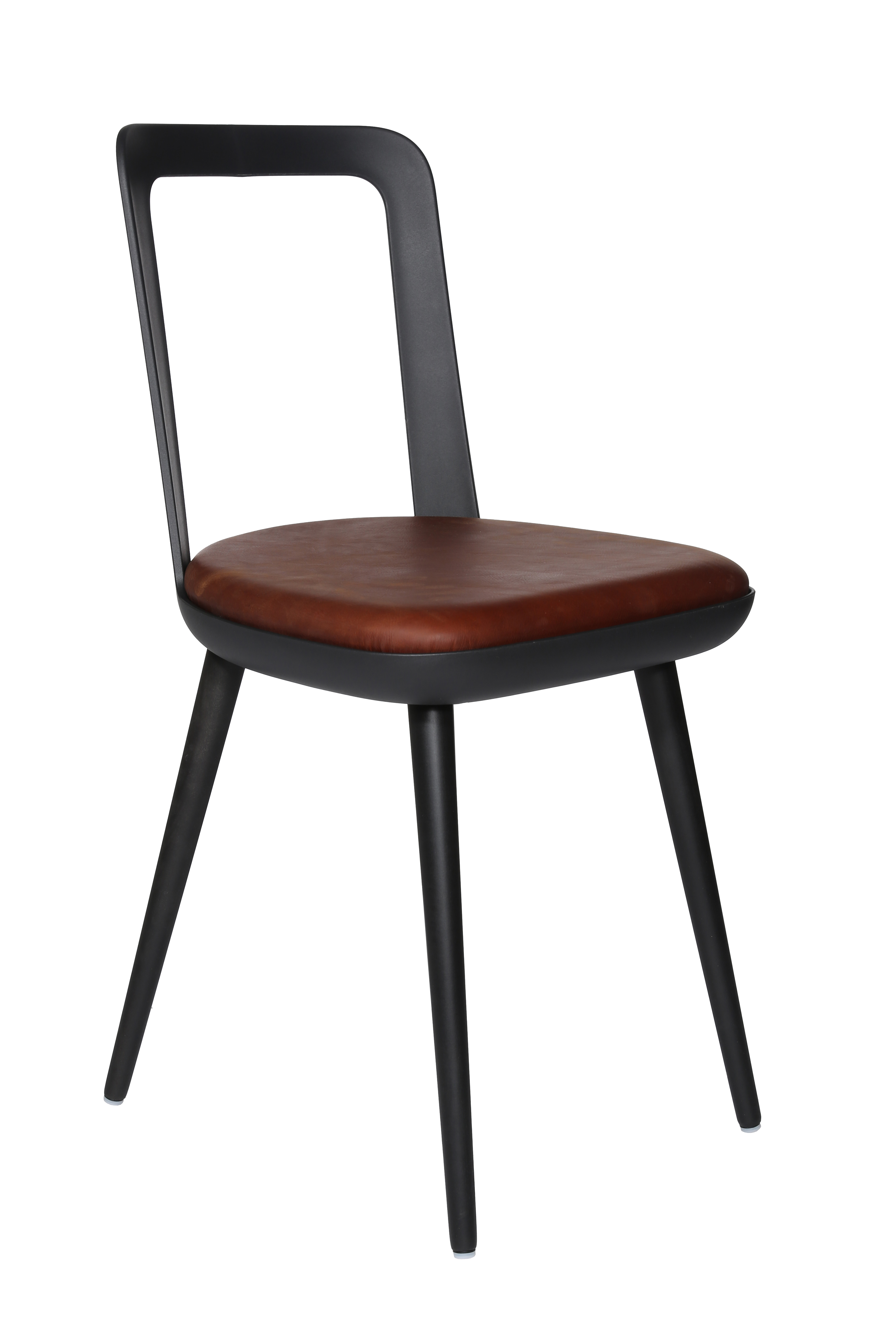 Esszimmerstuhl Wagner W-2020 Chair charcoal black - cognac (Leder)
