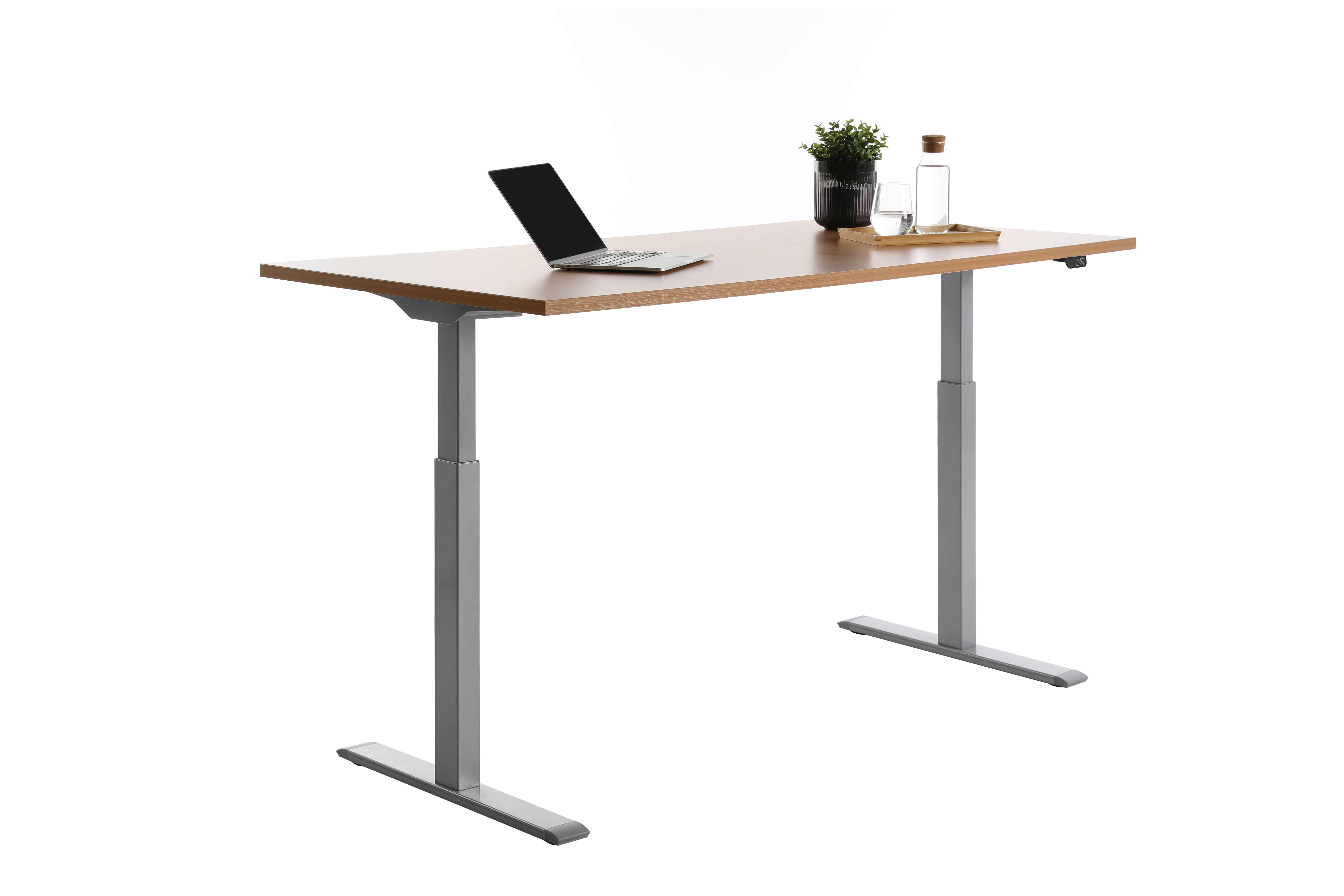 160 x 80 cm Schreibtisch Topstar Ergo E-Table höhenverstellbar - grau, Buche