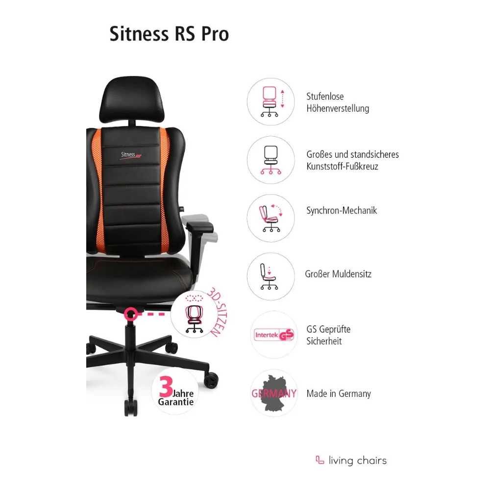 Gaming Stuhl Topstar Sitness RS Pro schwarz-orange TW Armlehne