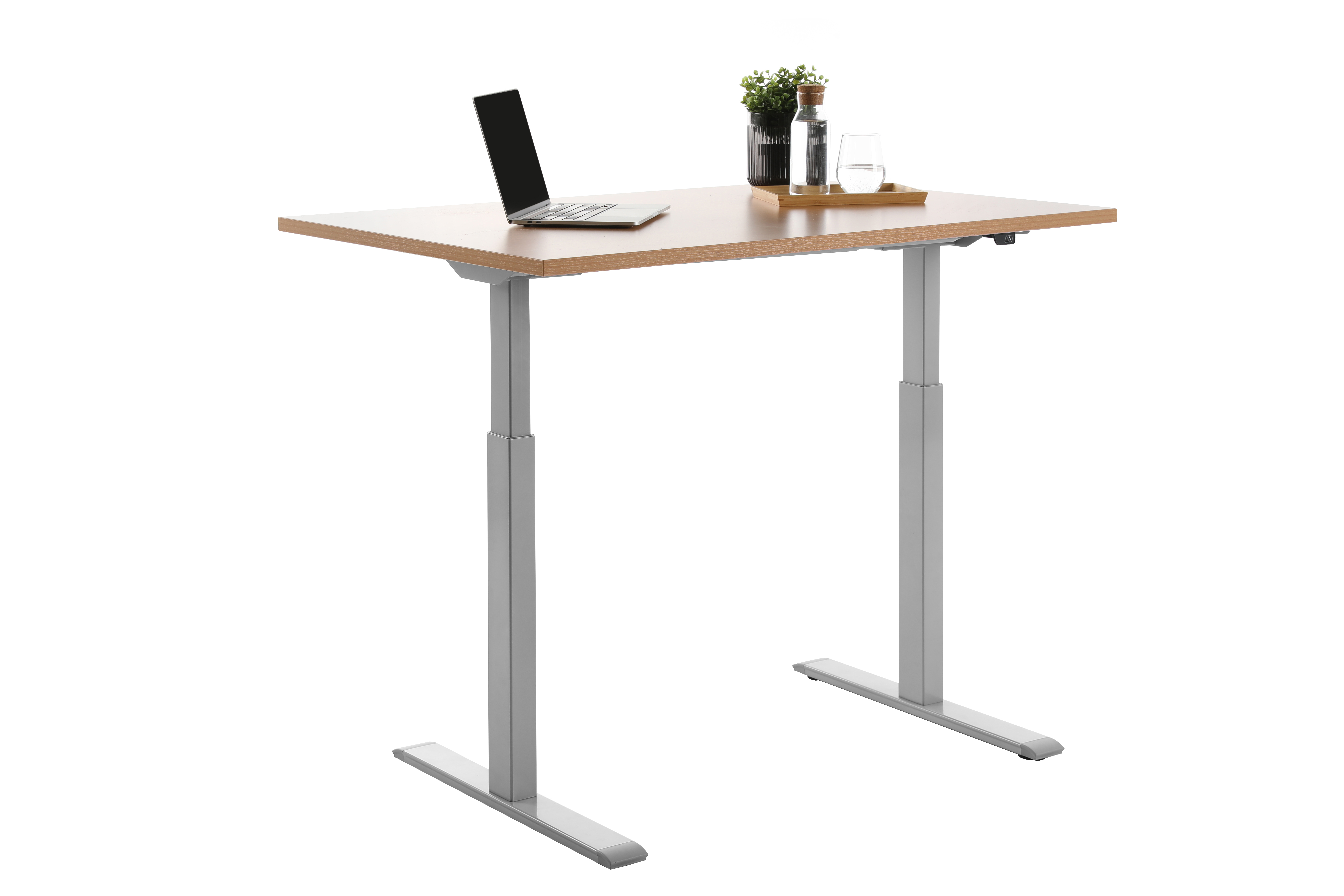 120 x 80 cm Schreibtisch Topstar Ergo E-Table höhenverstellbar - grau, Buche
