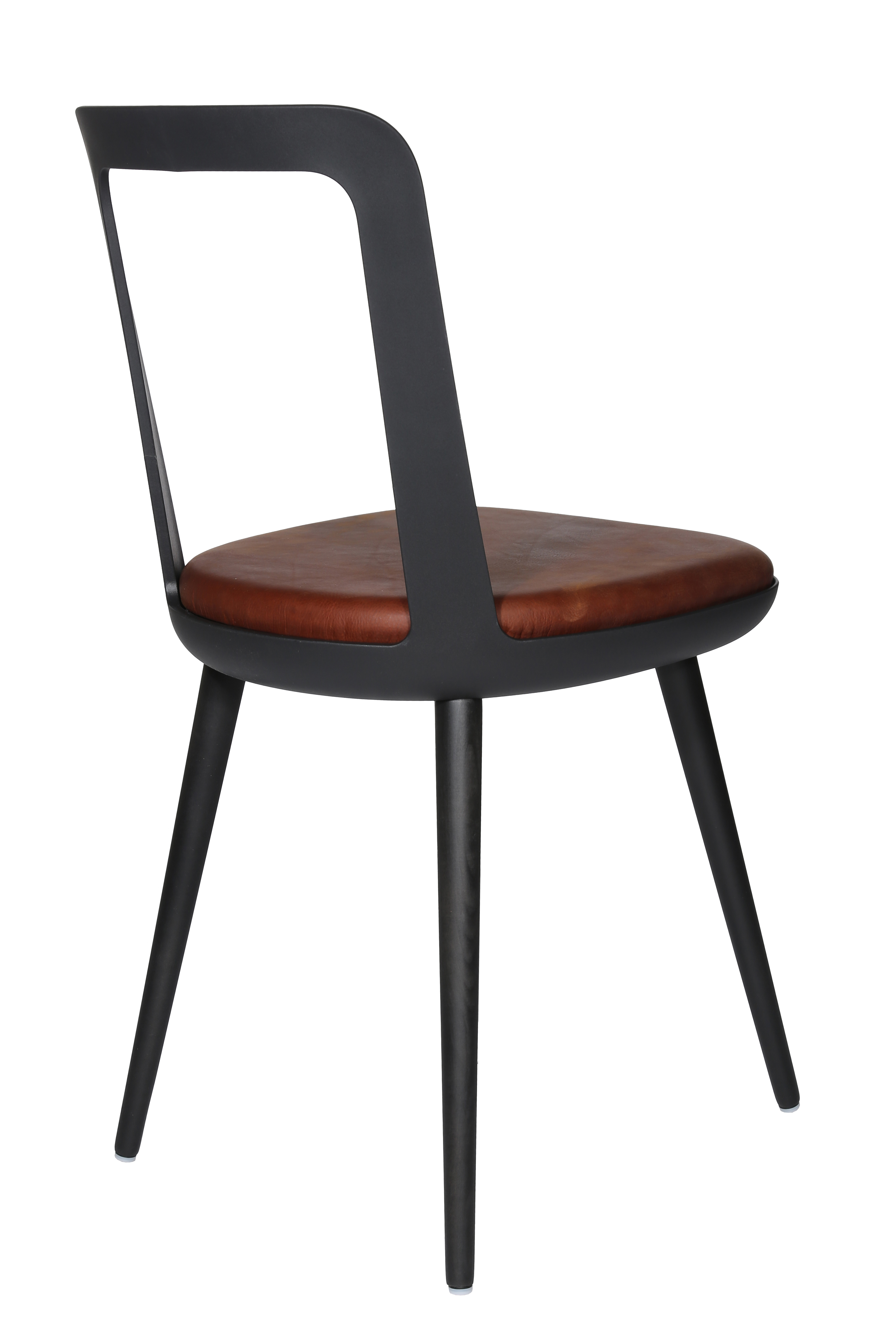 Esszimmerstuhl Wagner W-2020 Chair charcoal black - cognac (Leder)