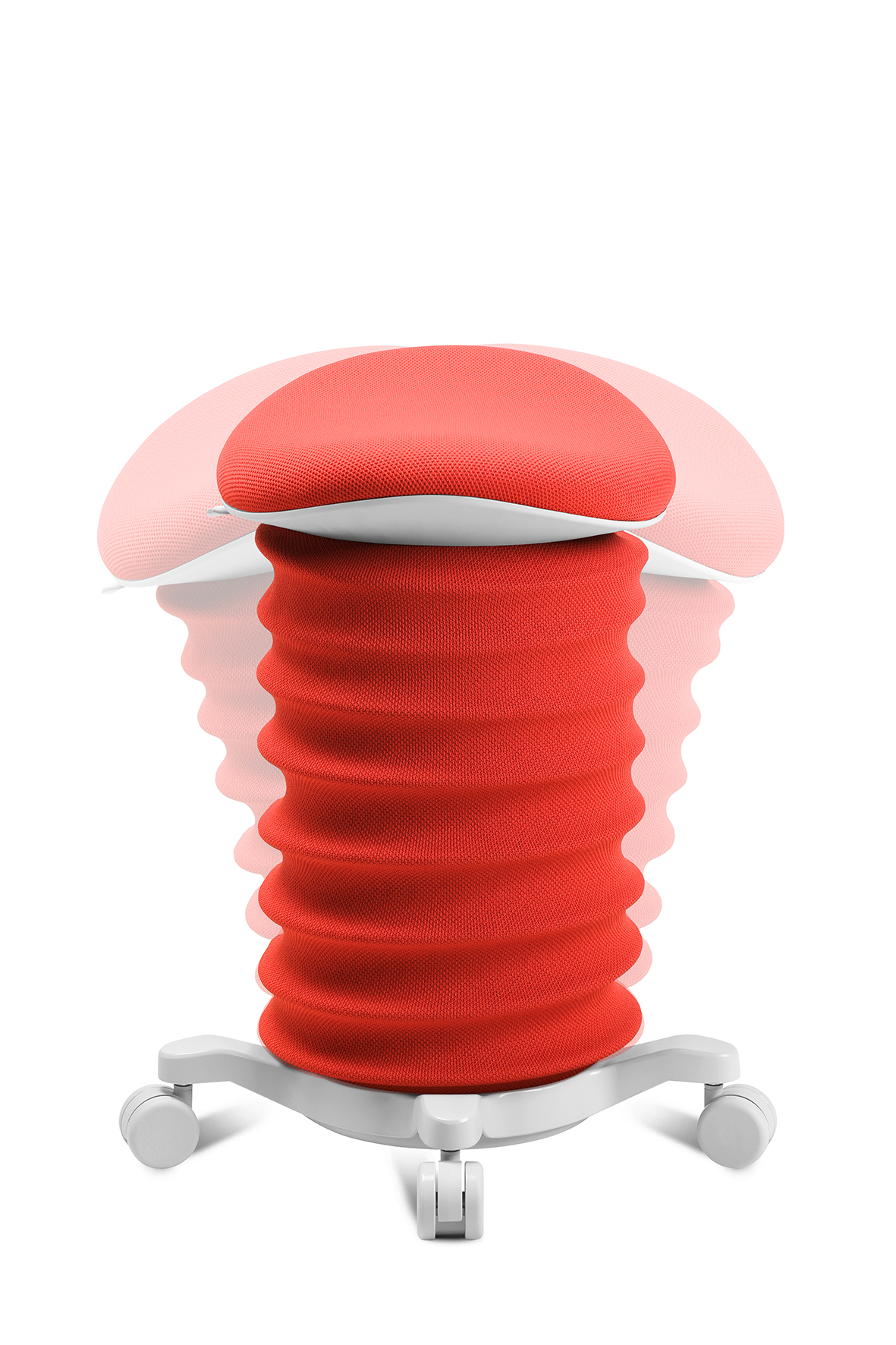 Lifestyle-Hocker Topstar Sitness 4D (mit Rollen) coralrot-weiss