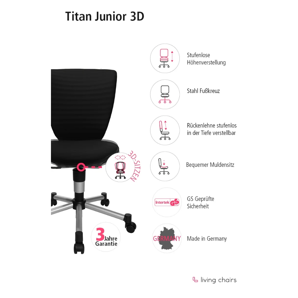 Kinderdrehstuhl Topstar Titan Junior 3D schwarz