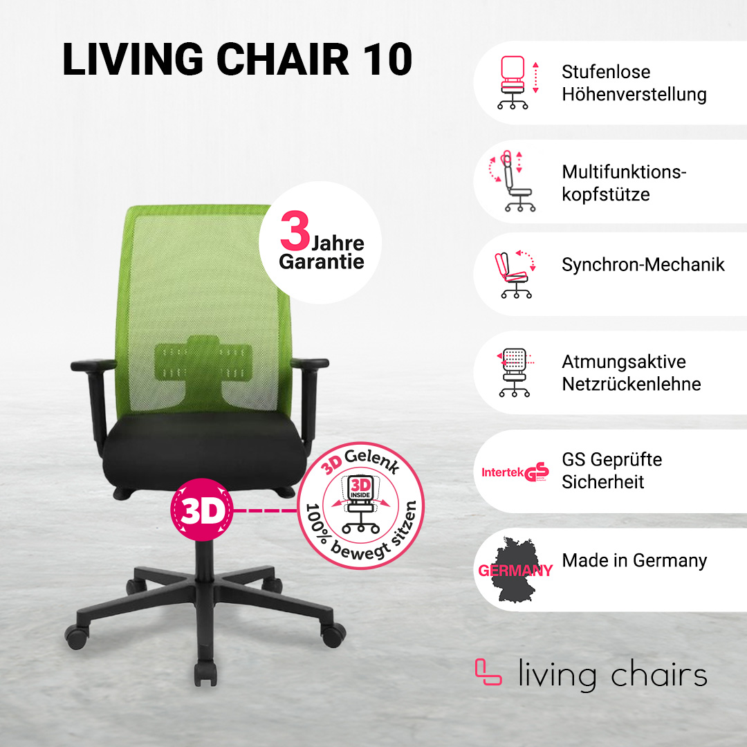 Bürostuhl – Naspaluro ergonomischer Sitz – Sessel mit 90