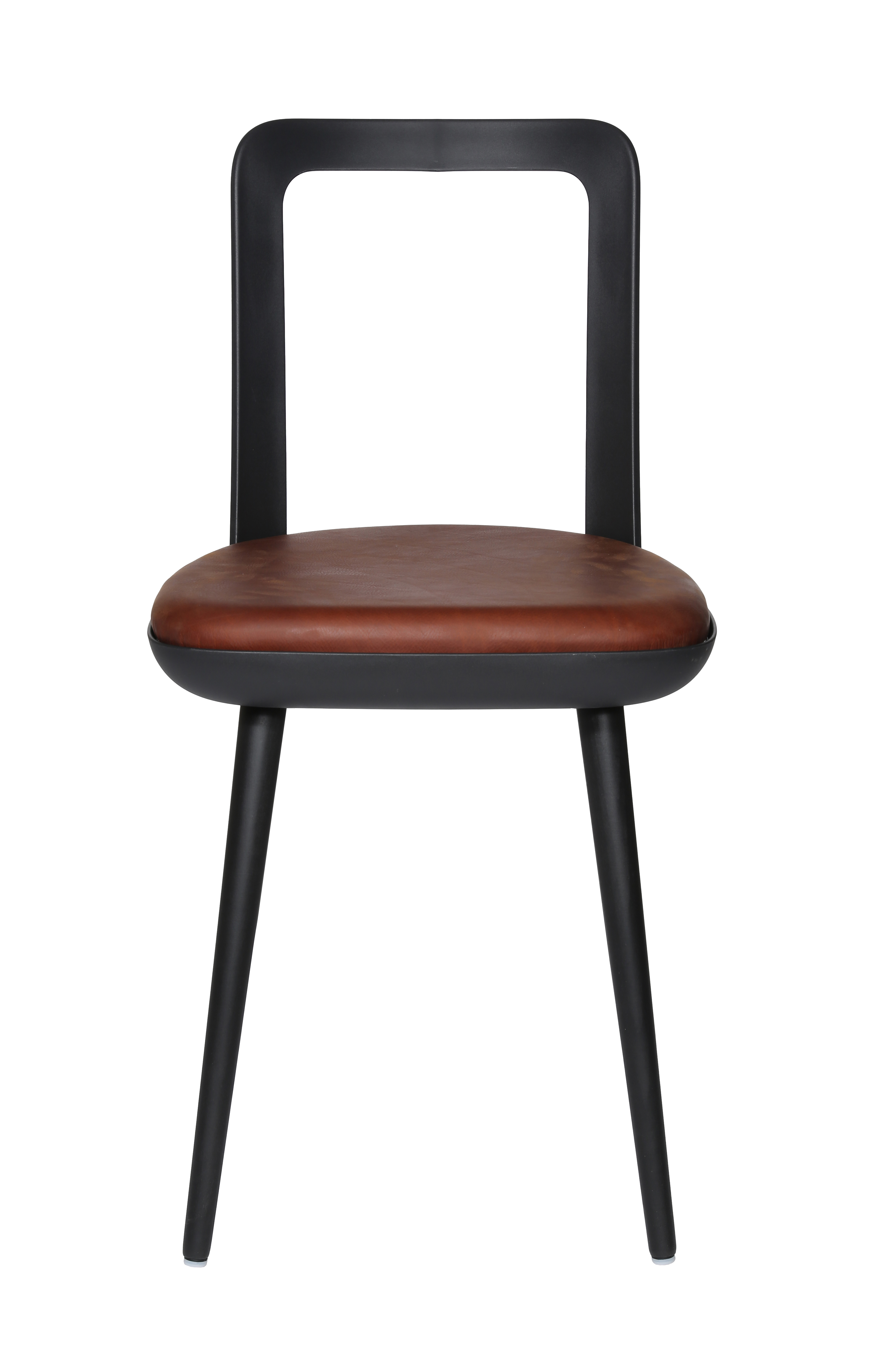 Esszimmerstuhl Wagner W-2020 Chair charcoal black - cognac (Leder)